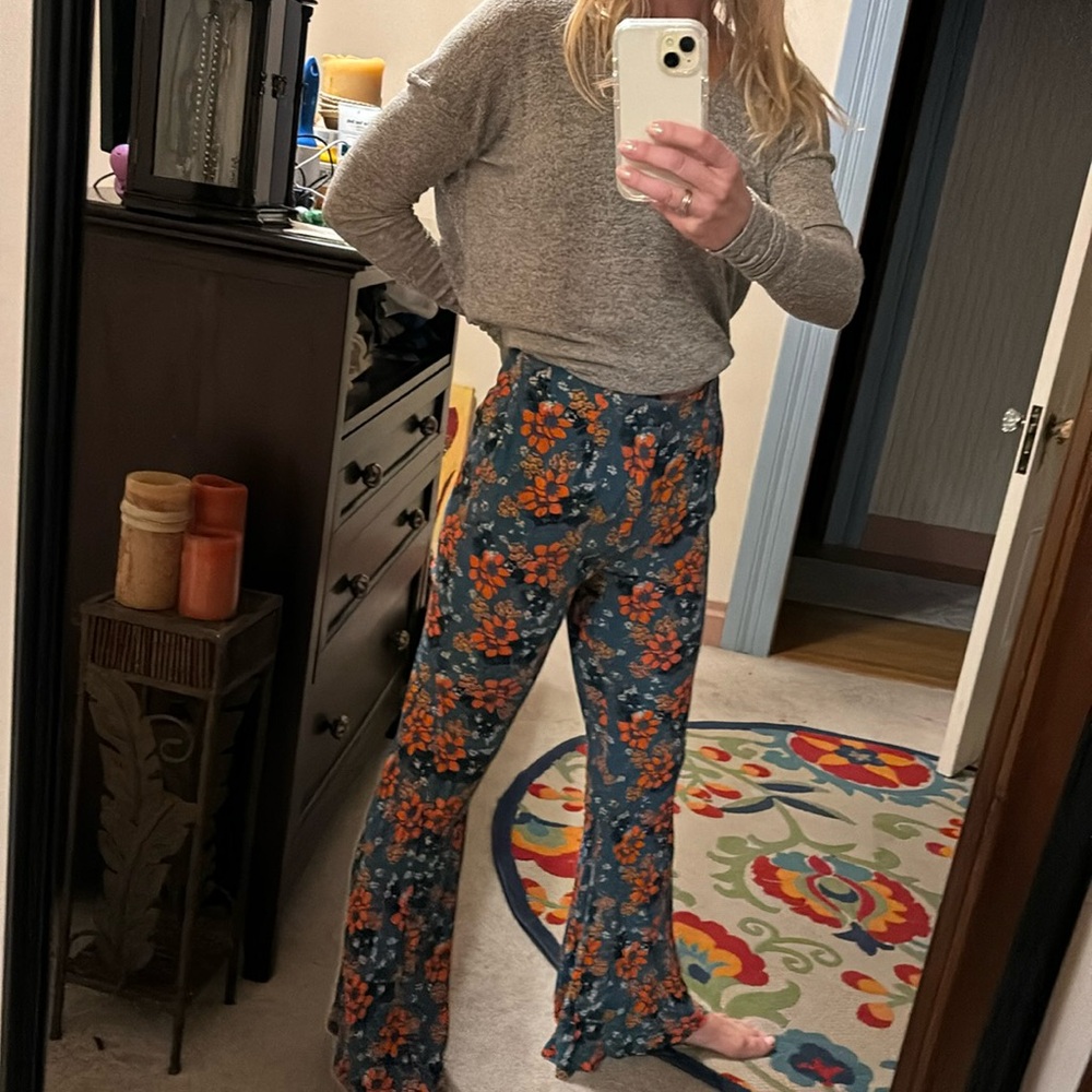 Free People flower, flare pants